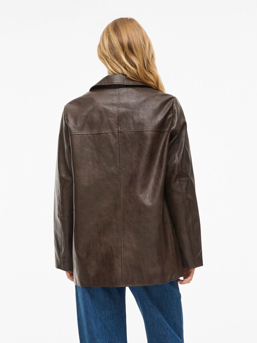 Bruine jas in leder look Viserma Vila