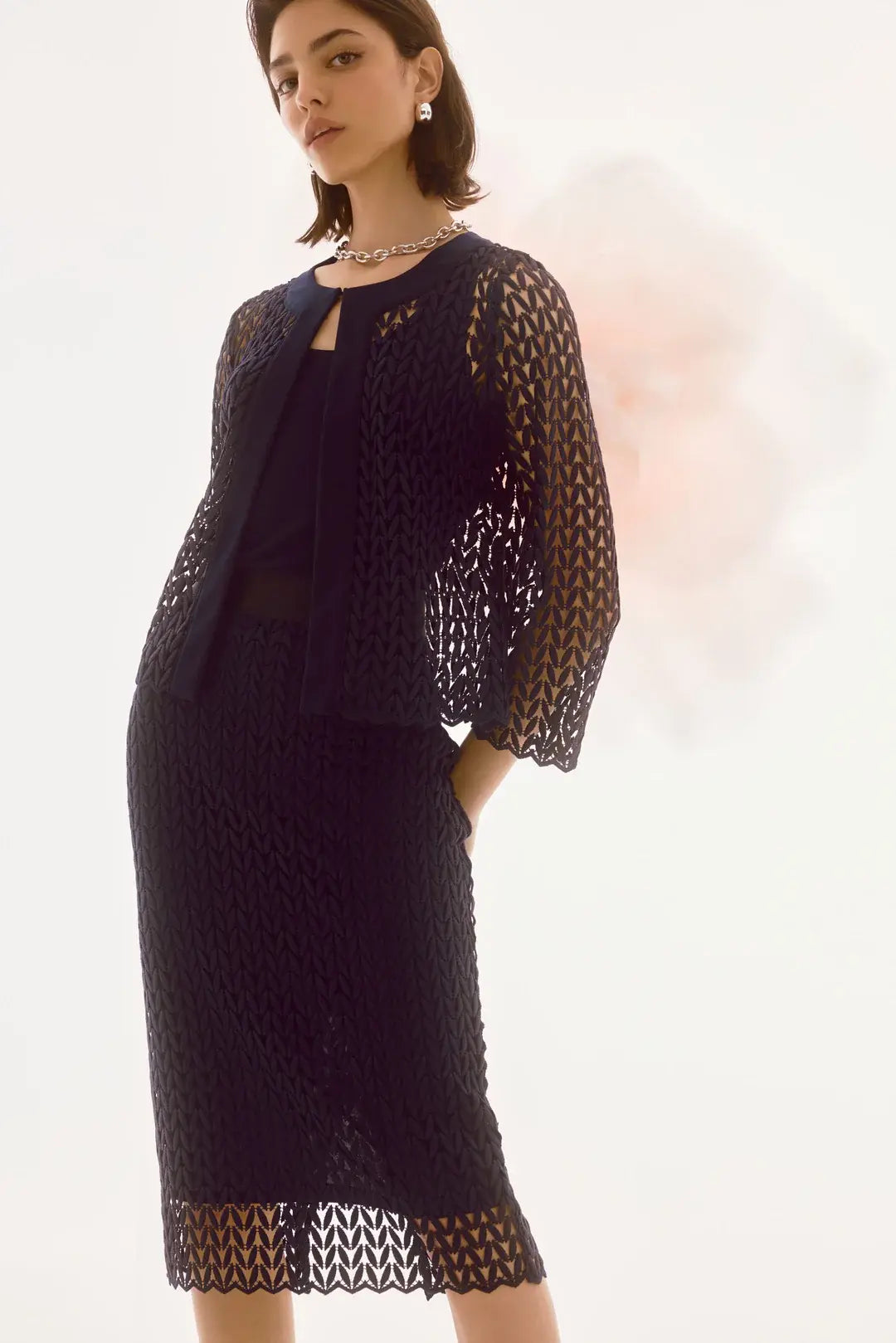 Donkerblauw 2-delig set met top en cardigan Joseph Ribkoff