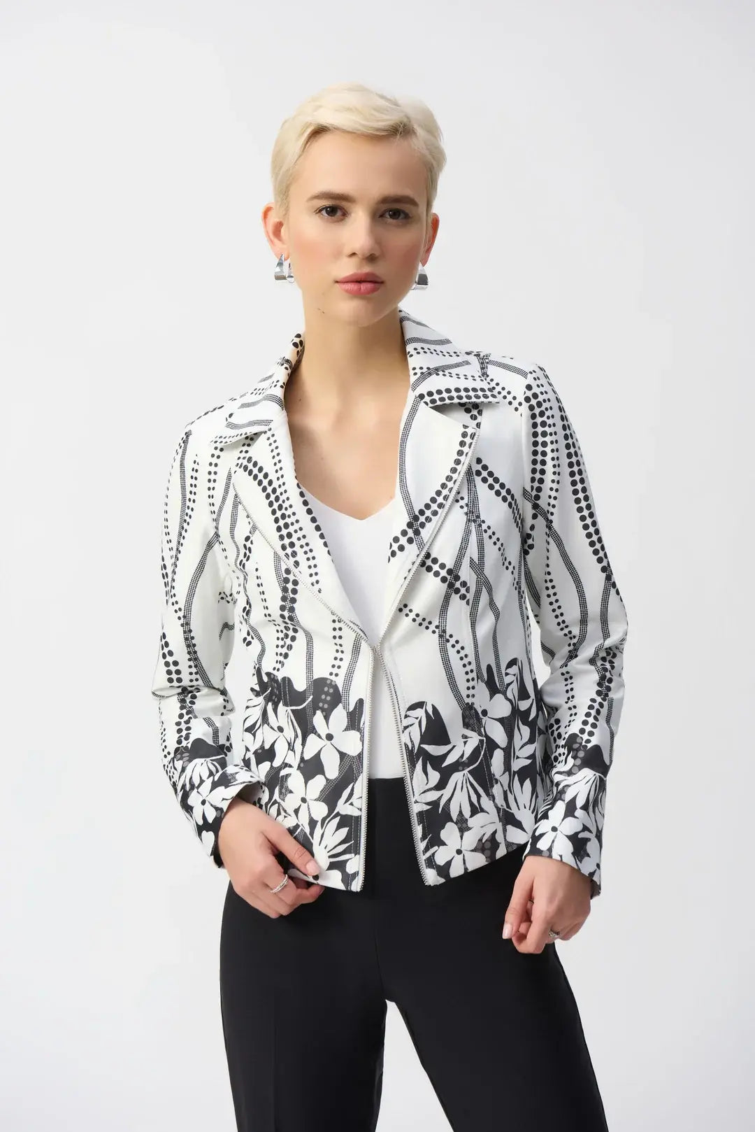 Beige jas met zwart motief Joseph Ribkoff