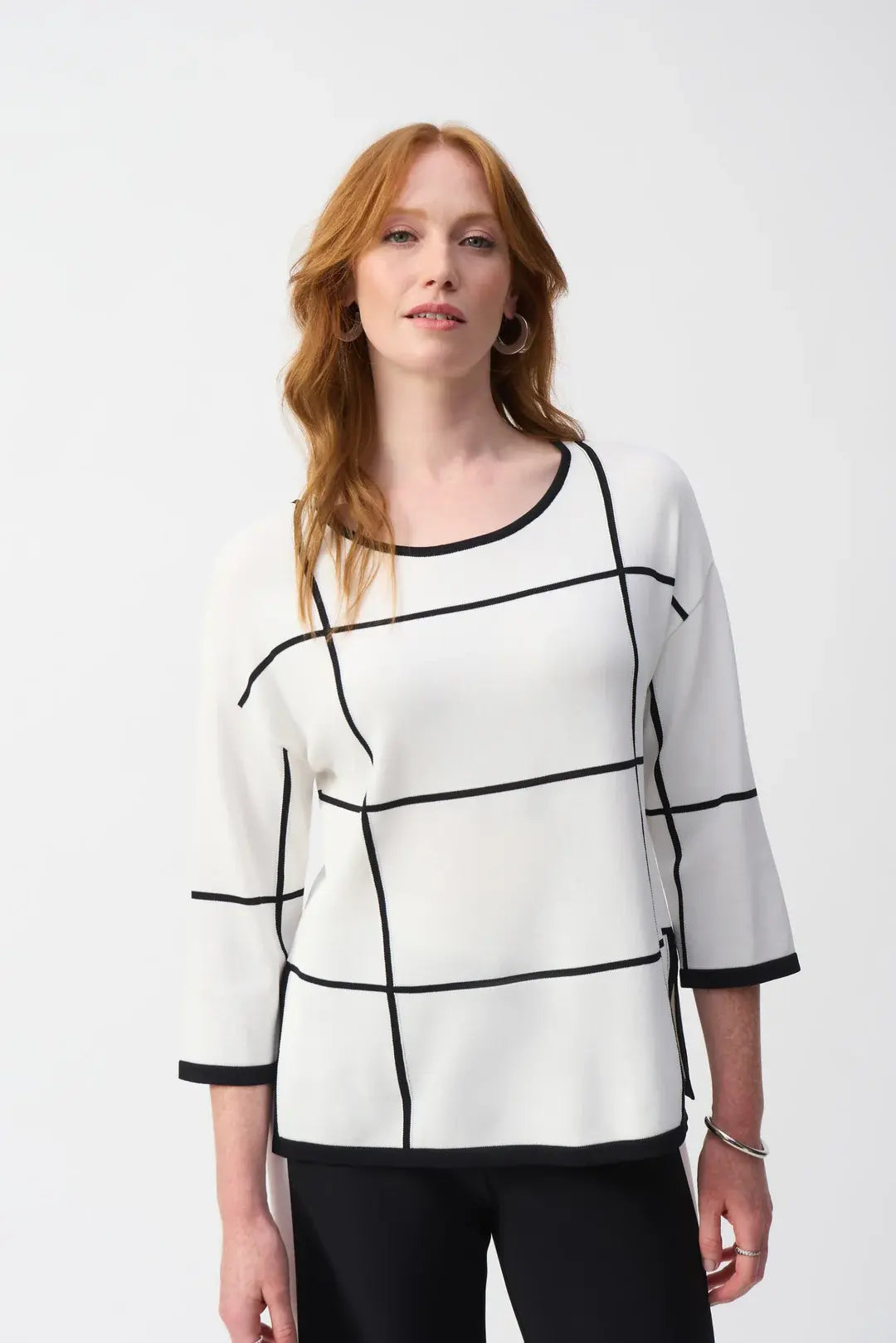 Witte pull met zwart motief Joseph Ribkoff