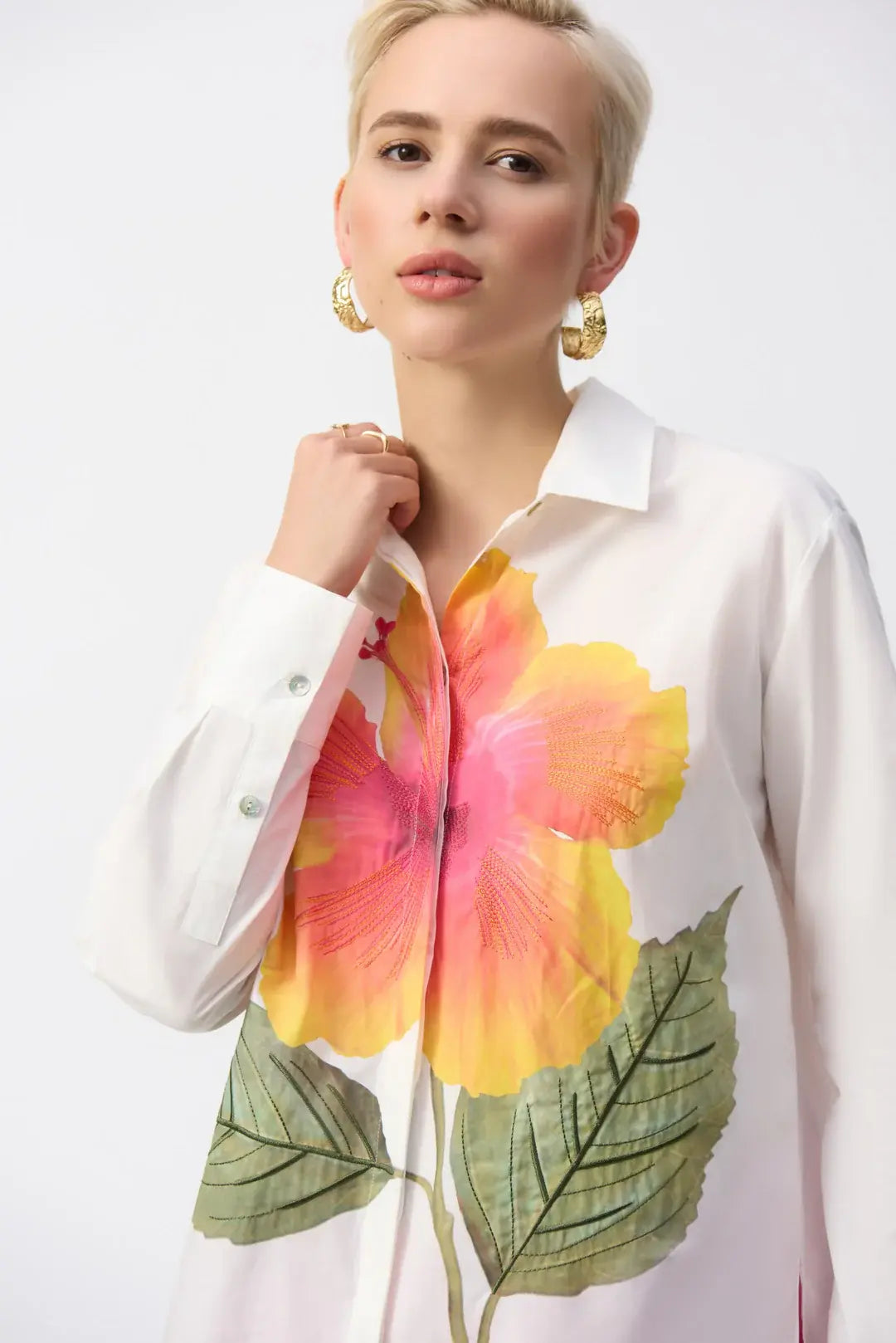Witte blouse met multi-color bloem Joseph Ribkoff