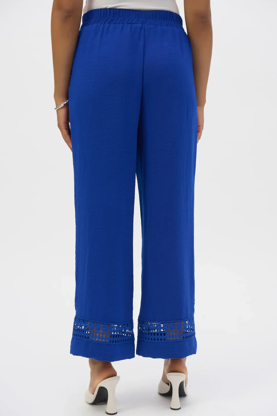 Blauwe broek met kant detail onderaan Joseph Ribkoff