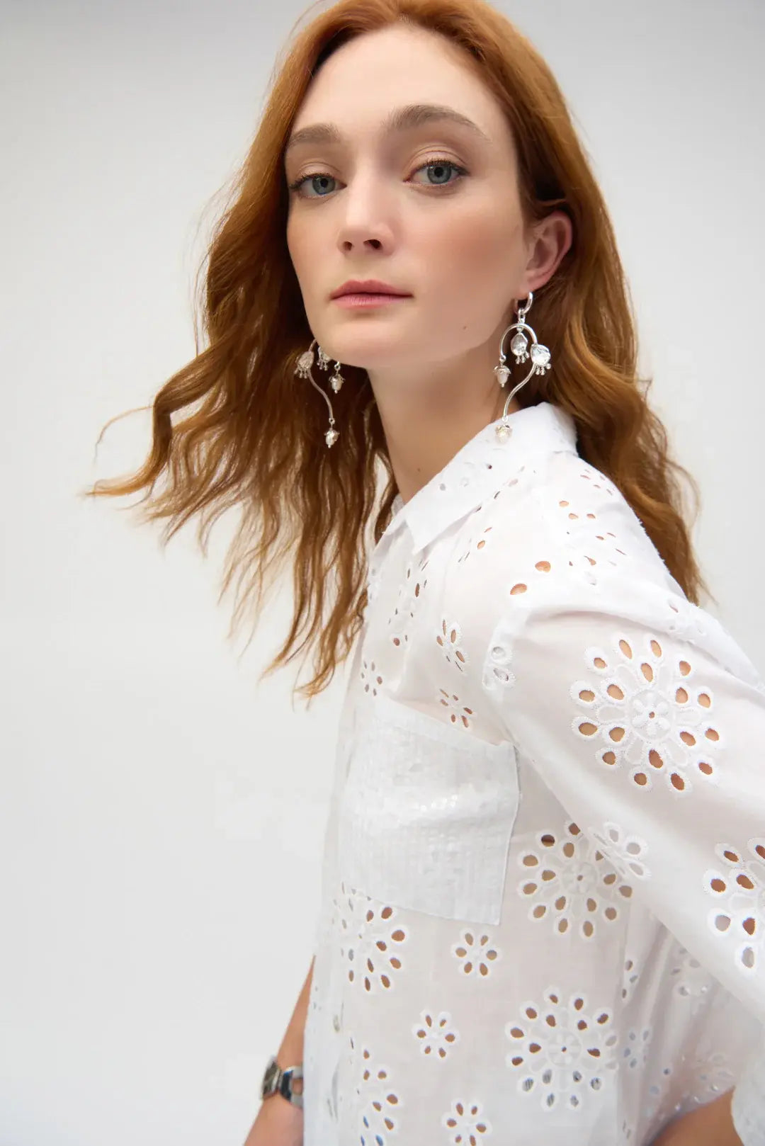 Chemisier blanc effet dentelle à sequins Joseph Ribkoff