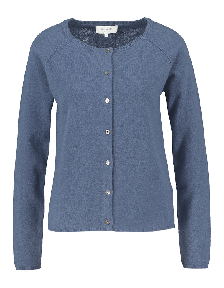 Blauwe wollen cardigan Rosemunde