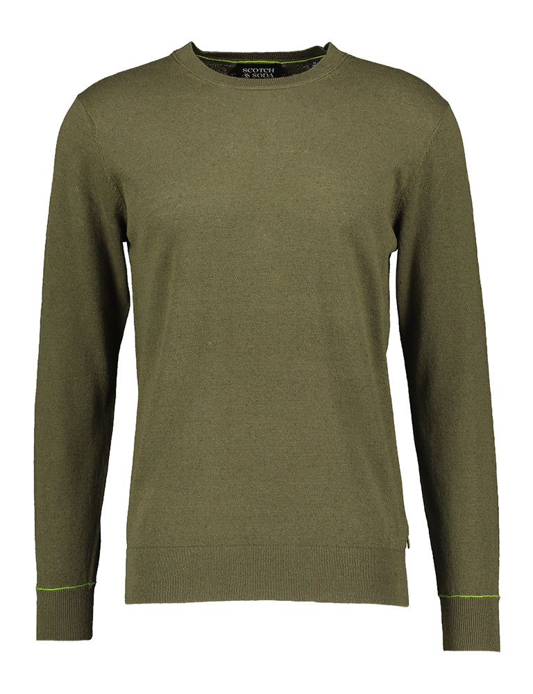Kaki wollen pull met ronde hals Scotch & Soda