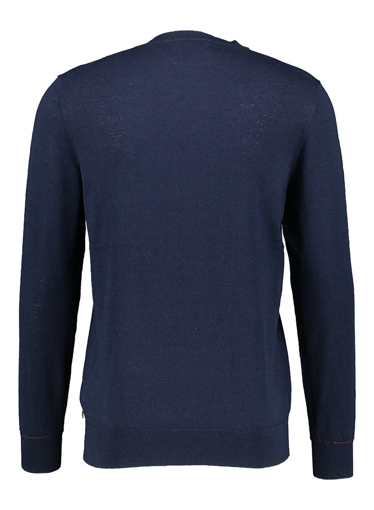 Pull Scotch & Soda bleu foncé en laine à col rond