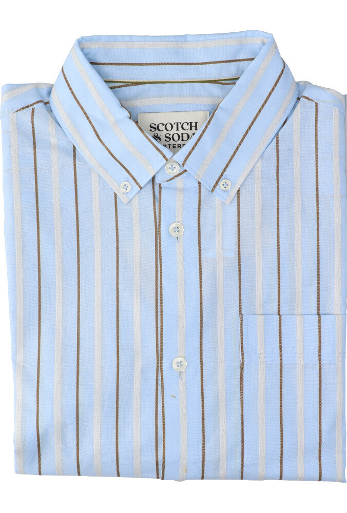 Chemise en coton bleu clair (coupe classique) à manches longues Scotch&Soda