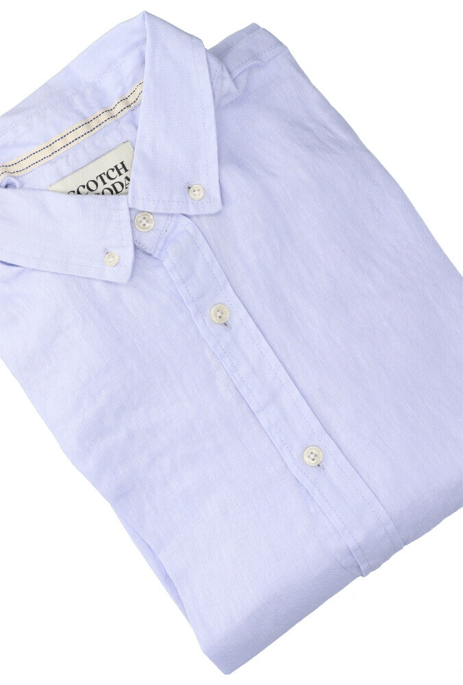 Chemise en lin bleu clair (coupe classique) à manches longues Scotch&Soda