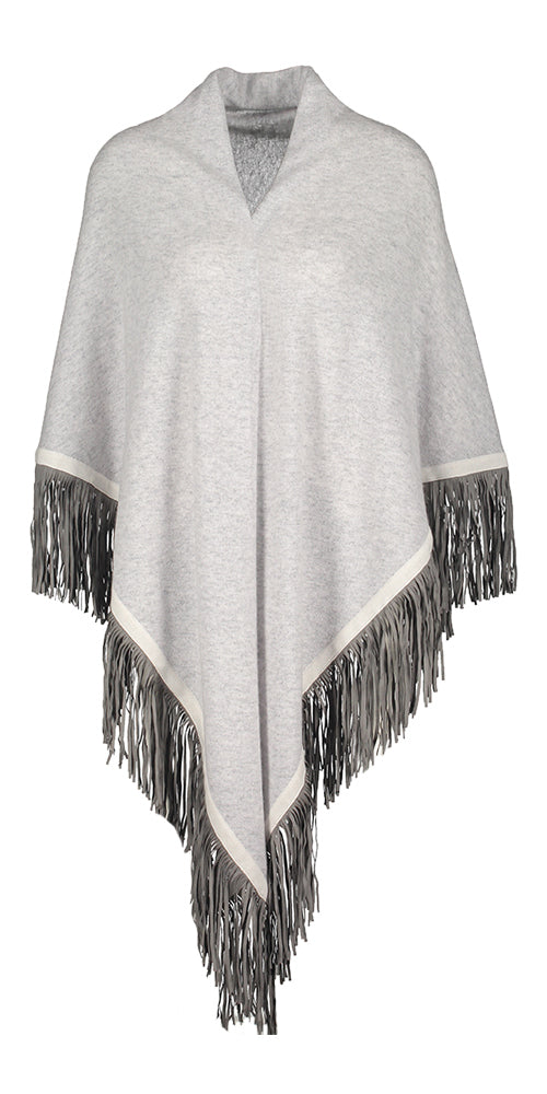 Lichtgrijze poncho met ruffels Herzen's