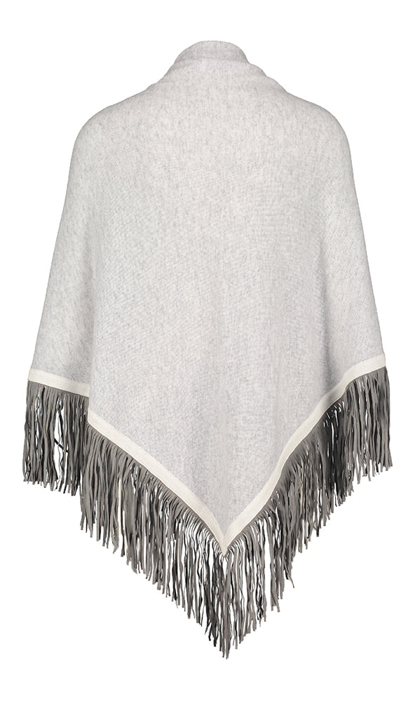 Lichtgrijze poncho met ruffels Herzen's
