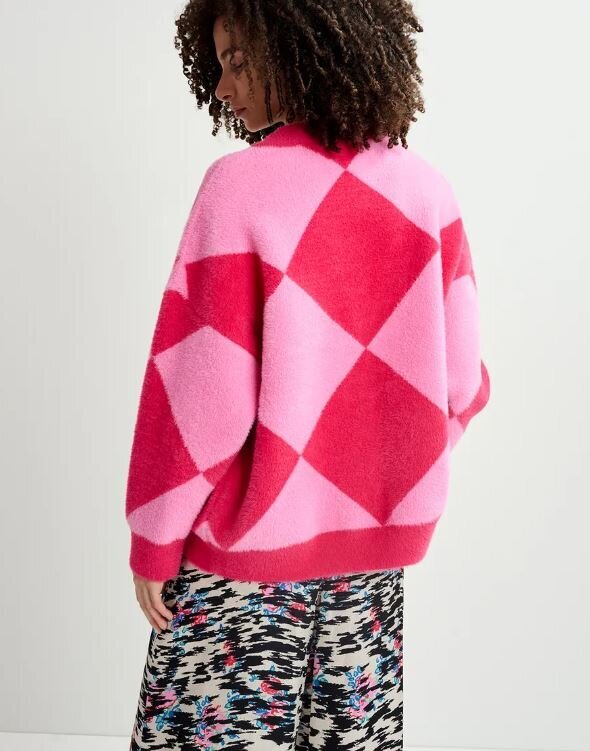 Roze geruite oversized cardigan met drukknopen How Essentiel