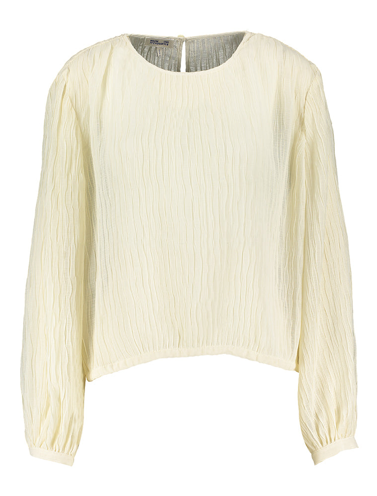Blouse écrue oversize structurée avec lien à nouer en bas Milya Baum Und Pferdgarten