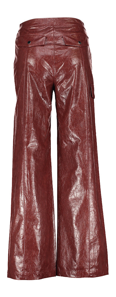 Pantalon cargo bordeaux en aspect cuir Nuvin Baum Und Pferdgarten