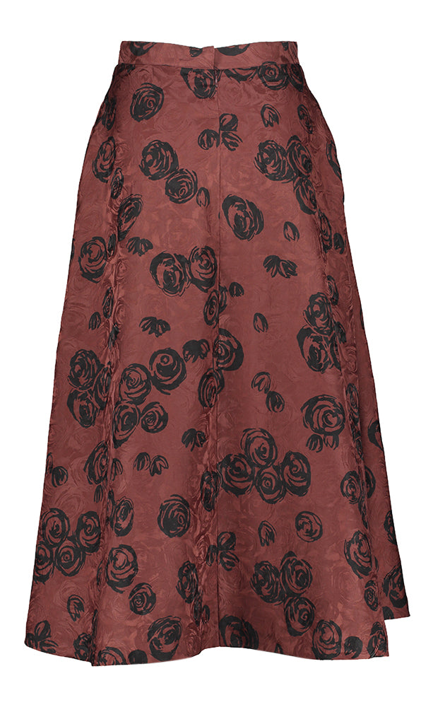 Jupe bordeaux à imprimé floral noir Saye Baum Und Pferdgarten