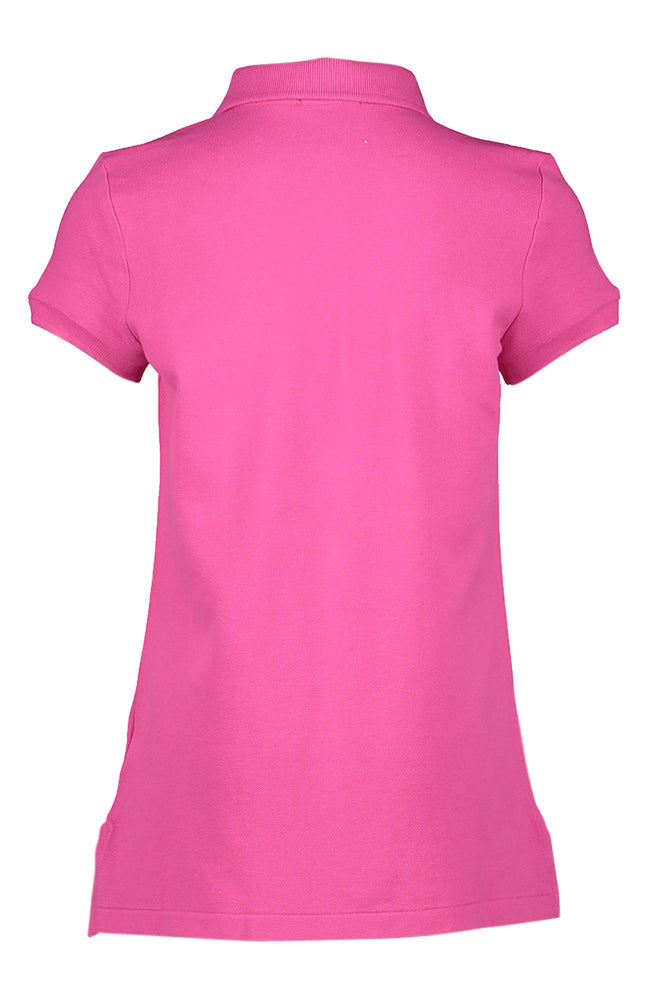 Polo rose avec logo orange de la marque Ralph Lauren