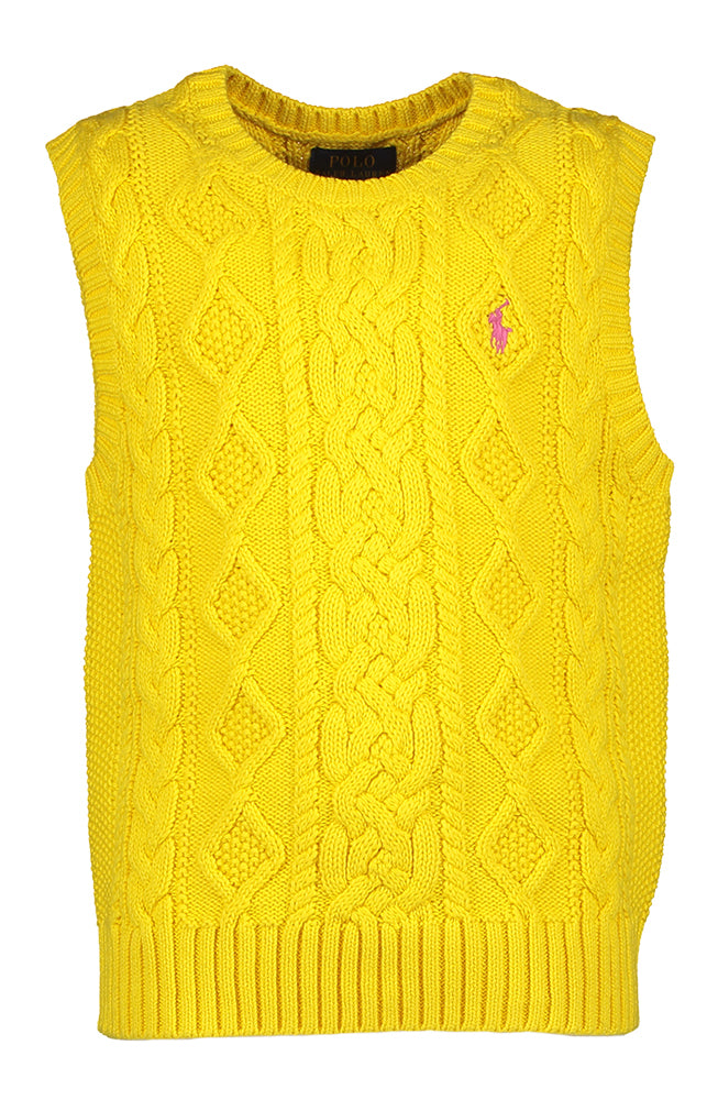 Débardeur jaune avec logo Ralph Lauren rose