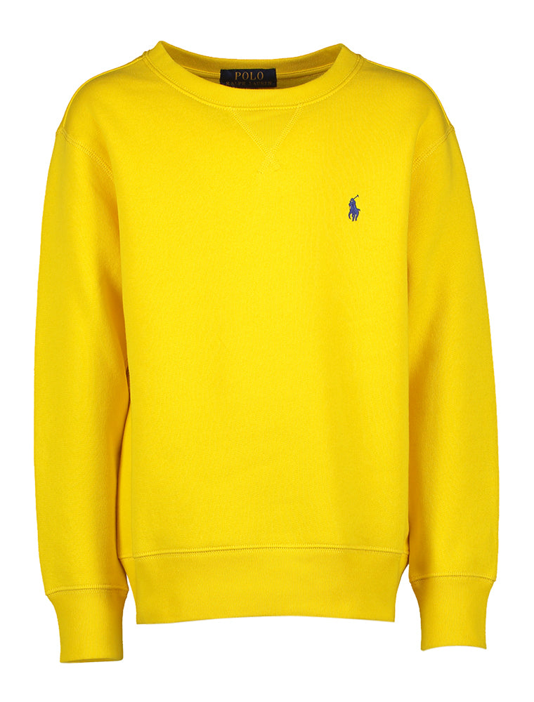 Pull jaune avec logo bleu de la marque Ralph Lauren