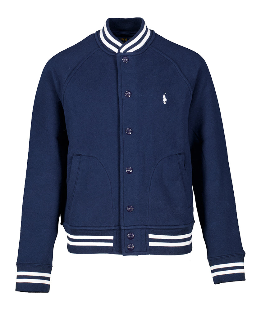 Donkerblauwe bomber gilet met wit logo Ralph Lauren
