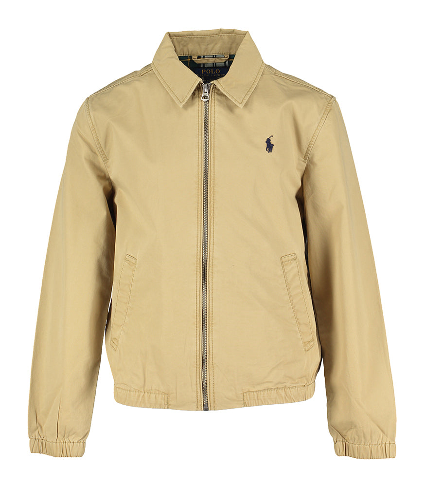 Beige vestje met donkerblauw merklogo Ralph Lauren