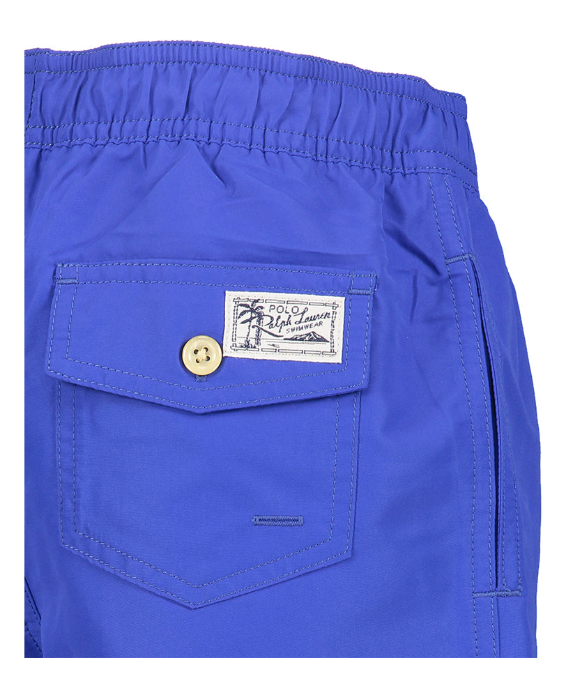 Maillot de bain bleu cobalt avec logo jaune de la marque Ralph Lauren