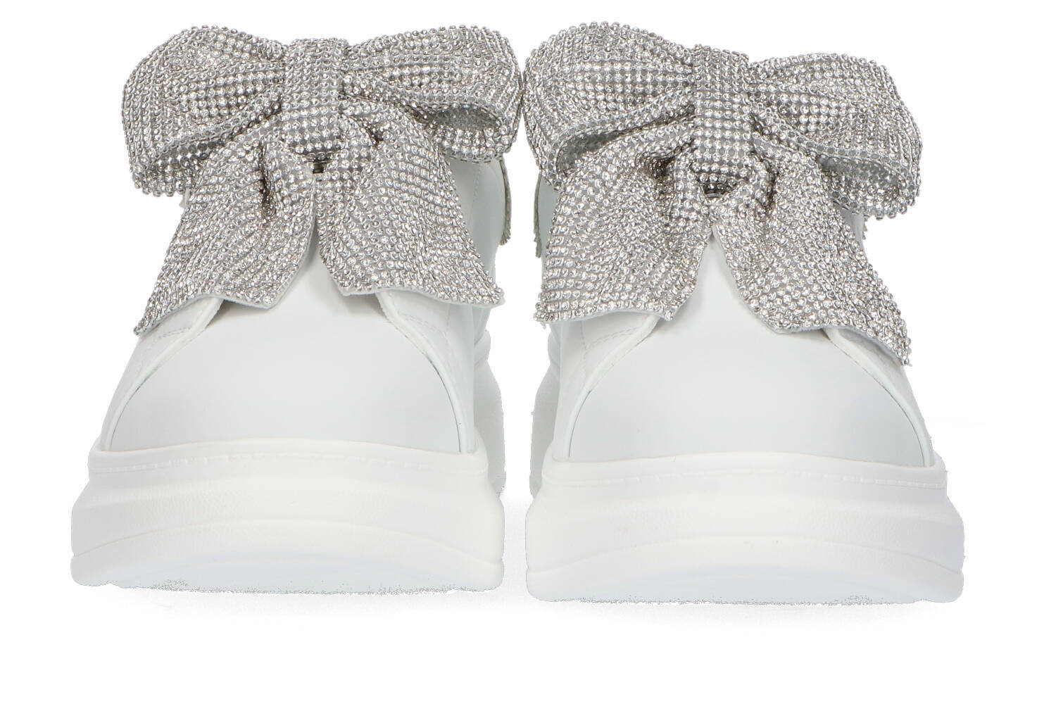 Witte sneakers met zilveren strik Tosca Blu