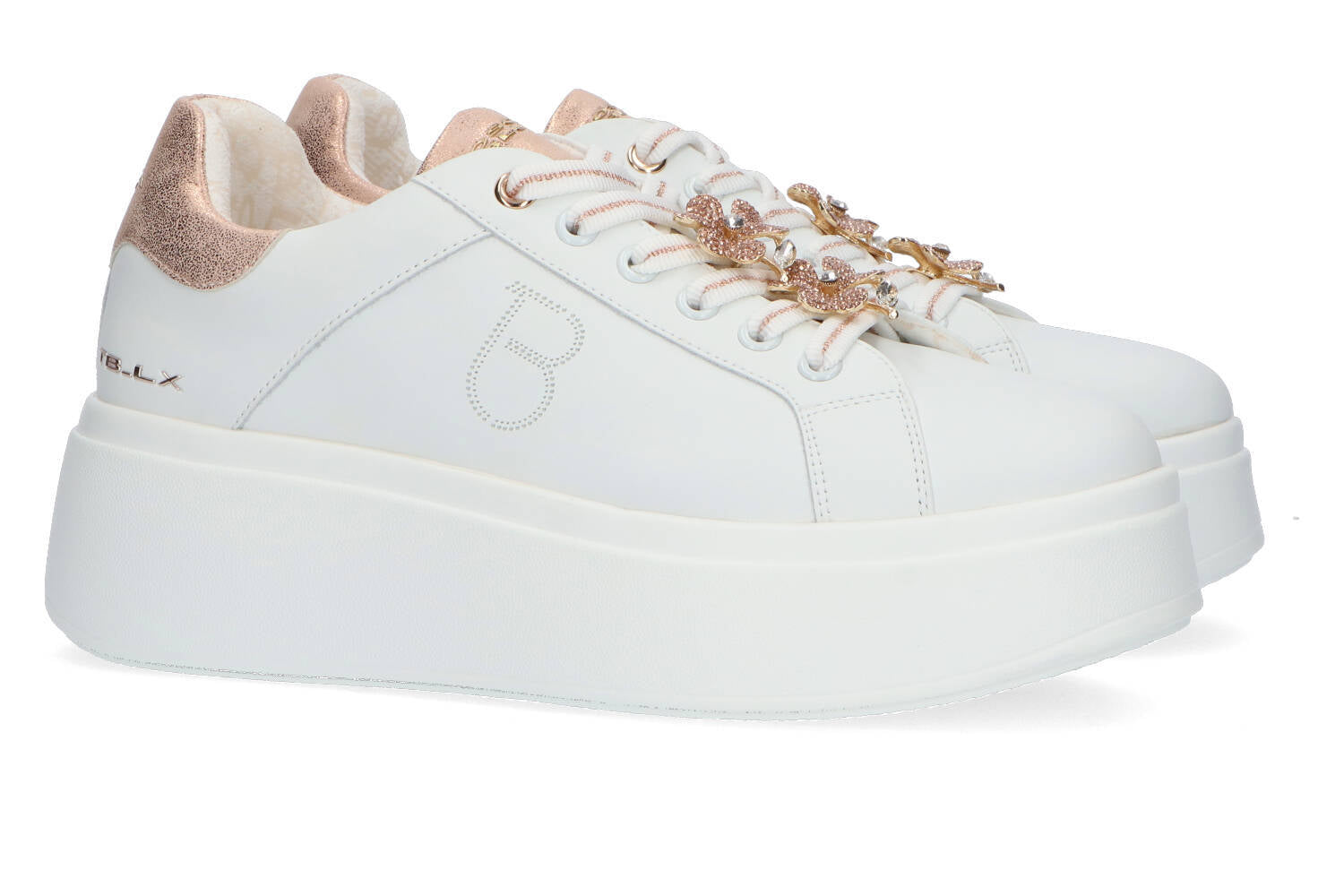 Witte lage sneakers met rosé details Tosca Blu