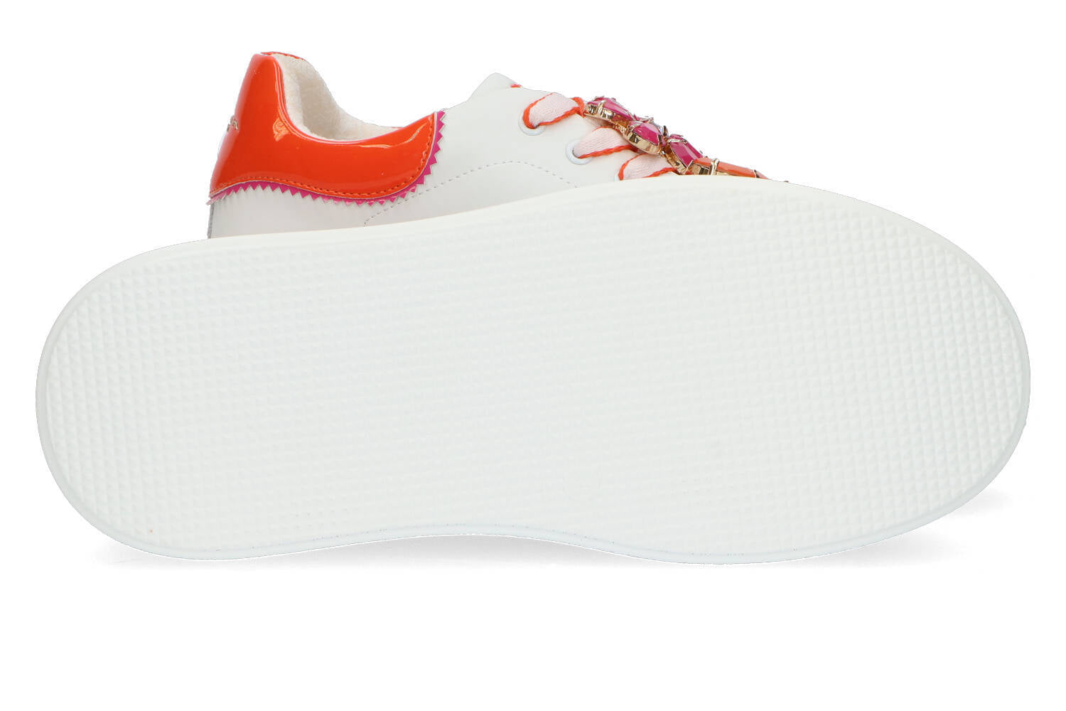 Witt lage sneakers met oranje details Tosca Blu