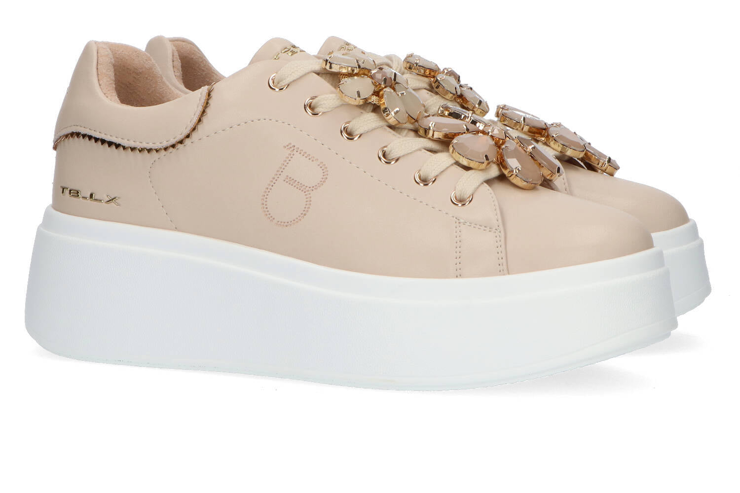 Beige lage sneakers met bloemen Tosca Blu