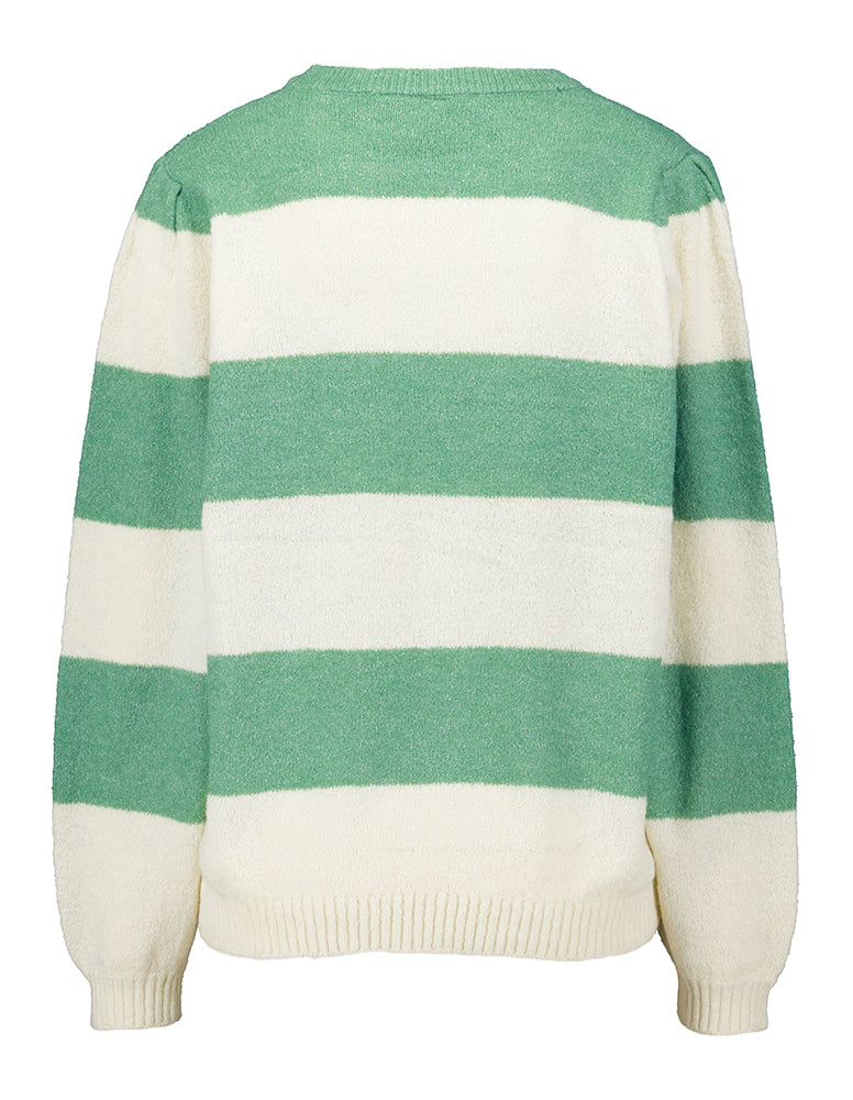 Pull vert à rayures écrues Dusty Ichi
