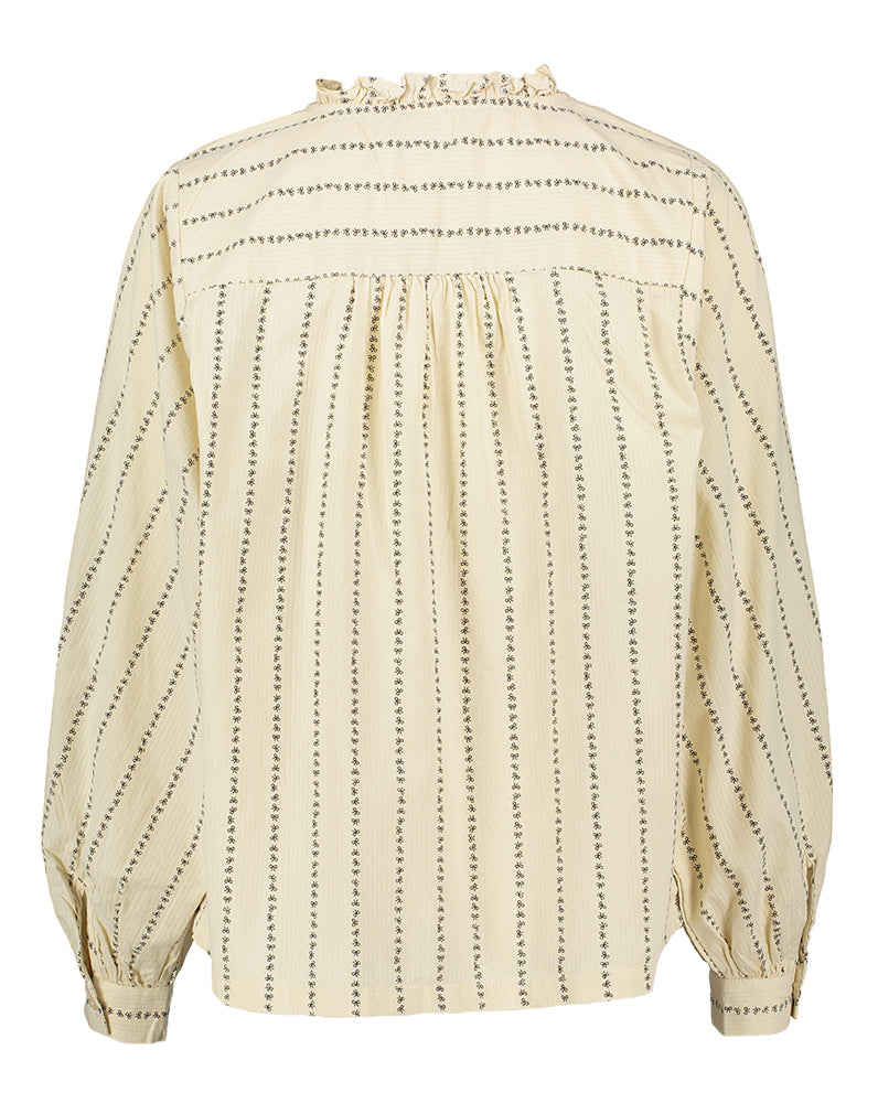 Chemisier couleur crème avec nœuds noirs Qsima Ichi