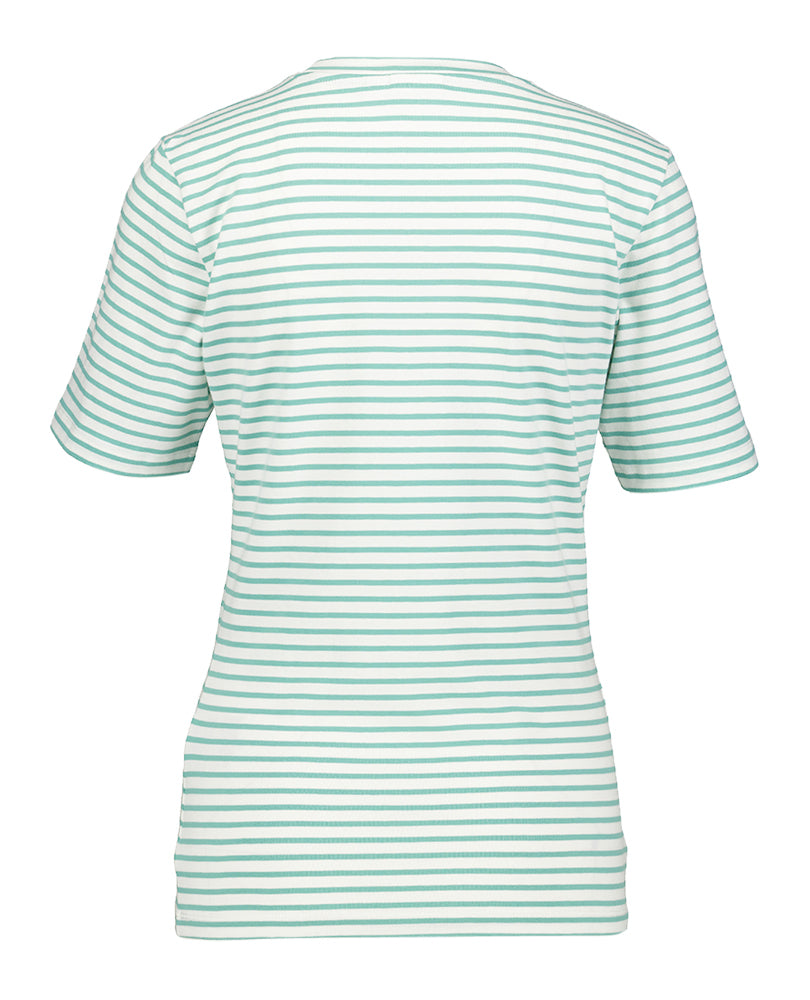 Ecru t-shirt met groen strepenmotief Mira Ichi