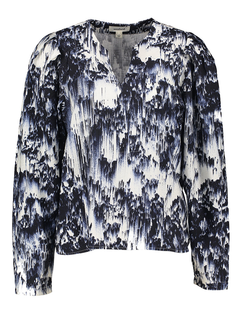 Blouse imprimée blanche et bleu foncé Jazzlin Soaked in Luxury