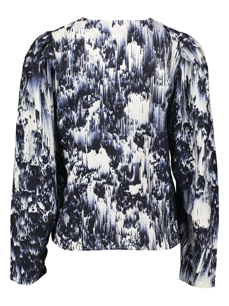 Blouse imprimée blanche et bleu foncé Jazzlin Soaked in Luxury