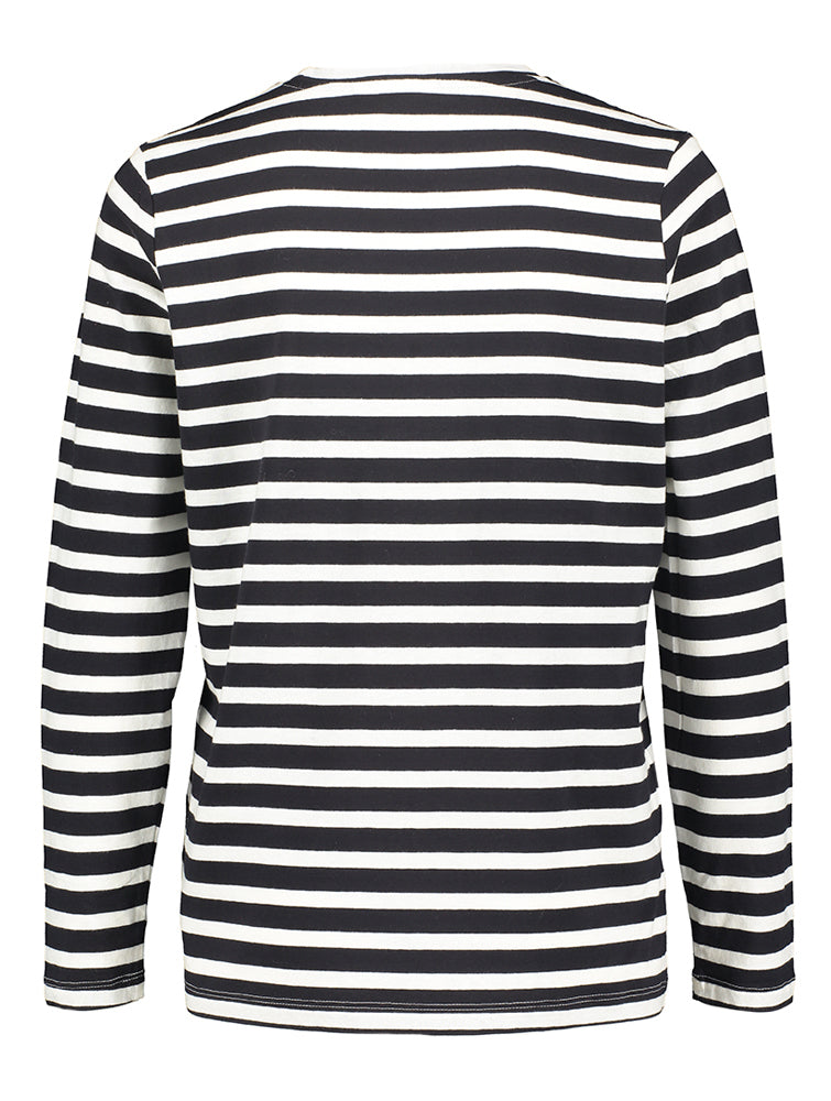 T-shirt rayé noir et blanc avec nœud rouge Saint Tropez