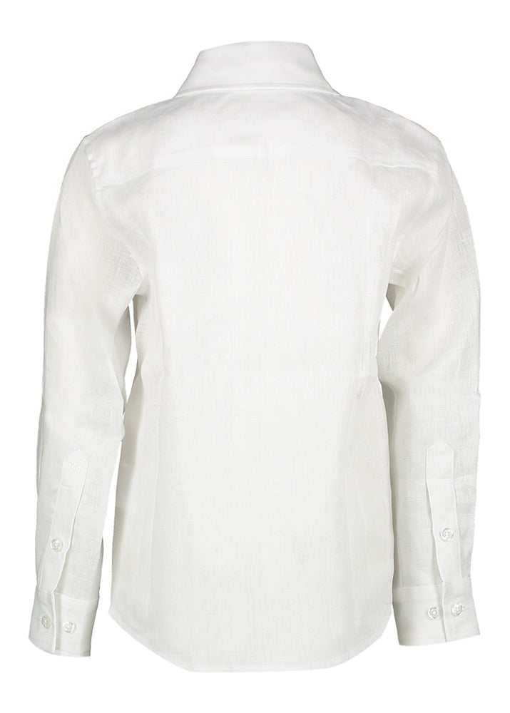 Chemise en lin blanc (coupe ajustée) à manches longues Cedric D-Lux