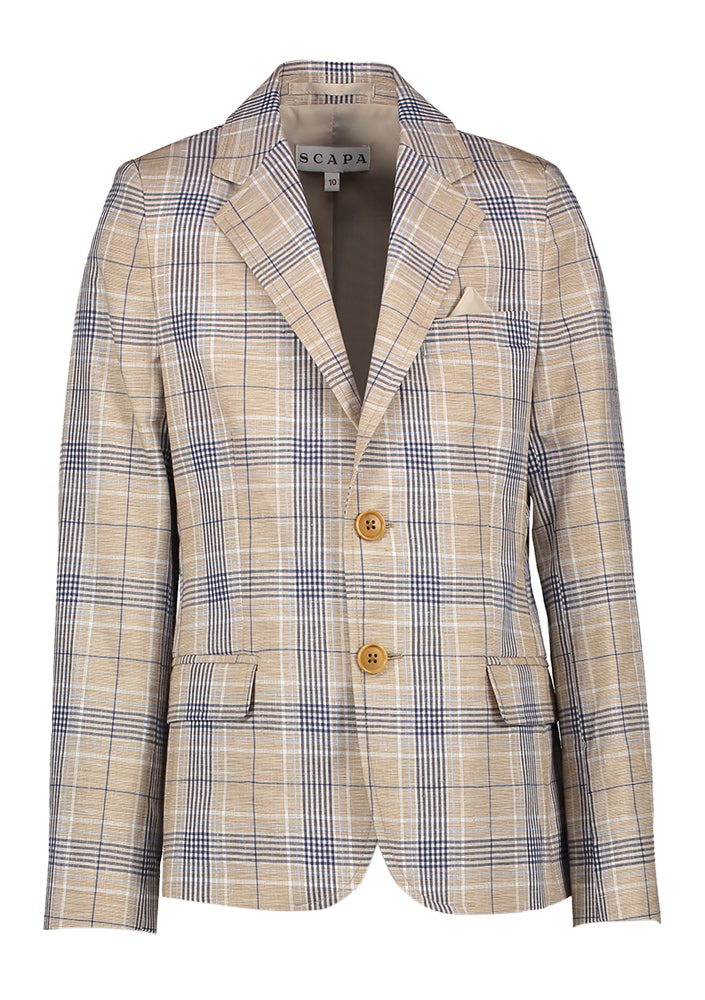 Geruiten beige blazer Communie Scapa