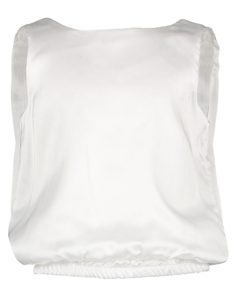 Witte glanzende top Communie Diamante Blu