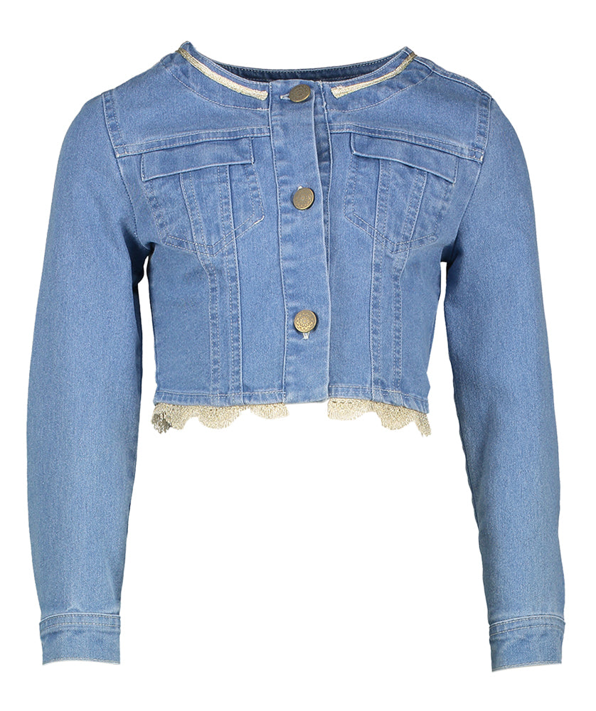 Veste en jean ornée de détails dorés Communion Diamante Blu