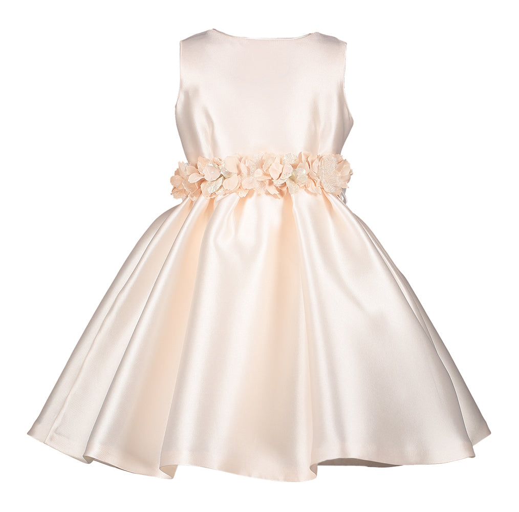 Roze kleedje met bloemen aan de taille communie Miss Leod