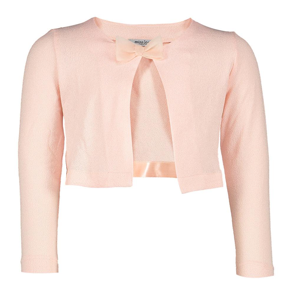 Lichtroze bolero met strikje Communie Miss Leod