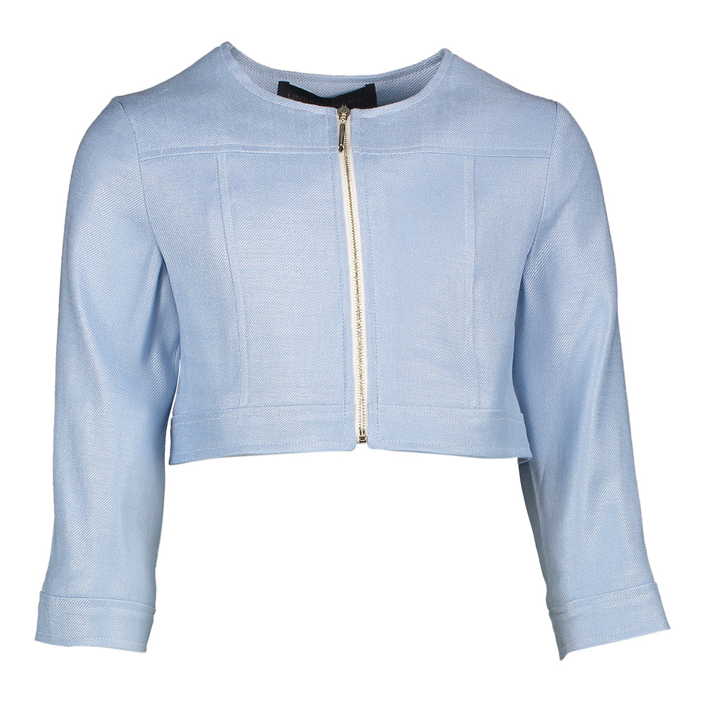 Jeansblauw vestje met blauwkleurige rits Communie Linea Raffaelli