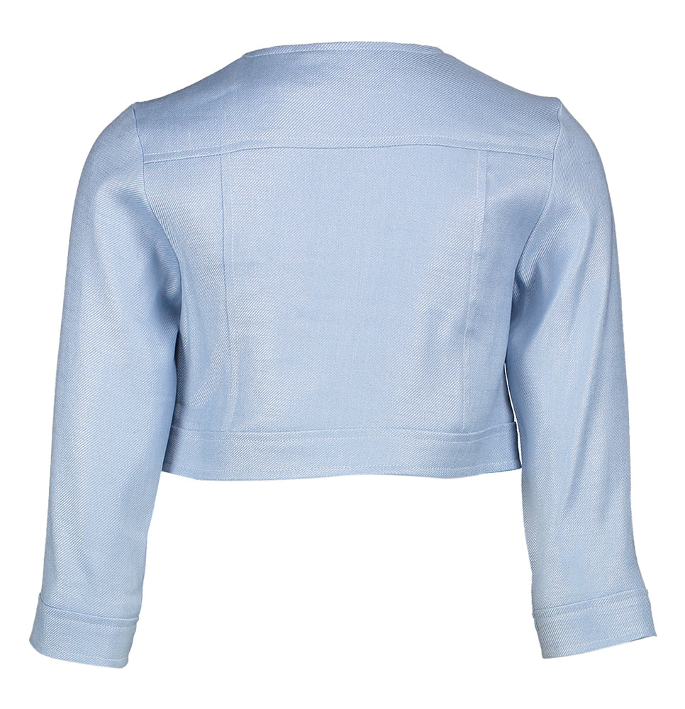 Jeansblauw vestje met blauwkleurige rits Communie Linea Raffaelli