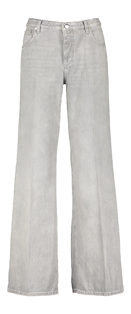 Jean gris coupe large taille haute fermé