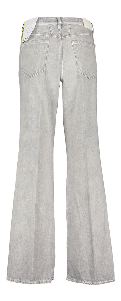 Jean gris coupe large taille haute fermé