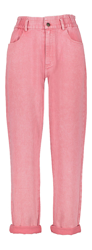 Roze jeans met hoge taille Solene Minus
