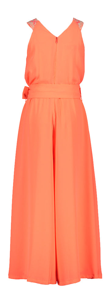 Fluo oranje jumpsuit met wijdvallende broek Lotte Blue Bay