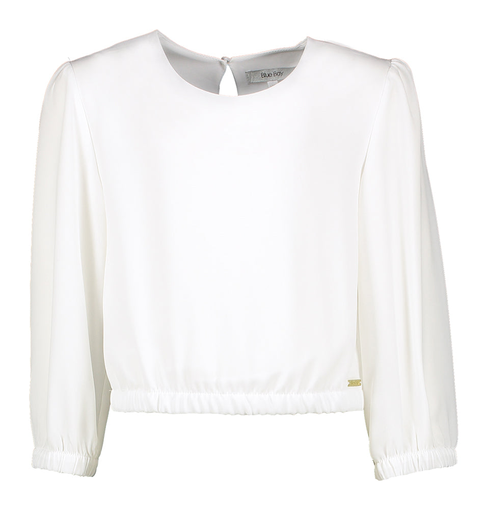 Witte bloes met elastiek onderaan Evita Blue Bay