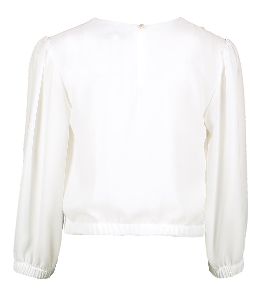 Witte bloes met elastiek onderaan Evita Blue Bay