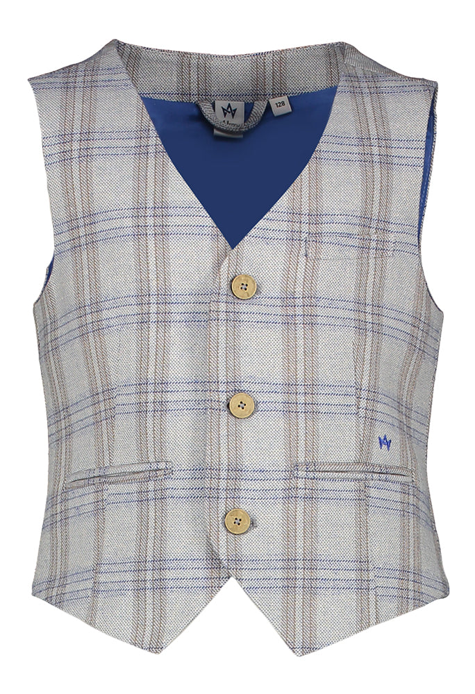 Gilet in blauw en bruin rastermotief Glamour D-Lux