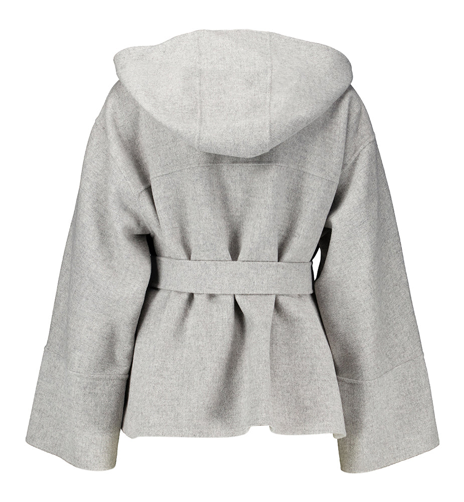 Lichtgrijze korte mantel met kap Bussola Max Mara Weekend